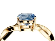Solitaire Engagement Ring Setting for Fancy Blue Cushion Cut Center with Twisted Pave Band and Prong Head in Yellow Gold