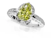 Floral Engagement Ring Setting for Fancy Yellow Pear-Shaped Center with Four Accent Clusters and Prong Head in White Gold