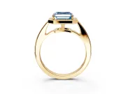 Bezel-Framed Halo Engagement Ring Setting for Fancy Blue Asscher Cut Center with Pave Band and Prong Head in Yellow Gold