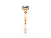 Solitaire Engagement Ring Setting for Asscher Cut Center with Straight Thin Band and Prong Head in Rose Gold