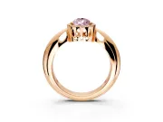 Halo Engagement Ring Setting for Fancy Pink Pear-Shaped Center with Tapered Plain Band and Prong Head in Rose Gold