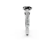 Solitaire Engagement Ring Setting for Fancy Black Pear-Shaped Center with Graduated Shared Prongs and Prong Head in White Gold