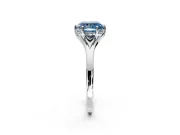 Solitaire Engagement Ring Setting for Fancy Blue Cushion Cut Center with Plain Split Shank and Prong Head in Sterling Silver