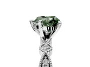 Solitaire Engagement Ring Setting for Fancy Green Heart-Shaped Center with Milgrain Bezel Accents and Prong Head in Platinum