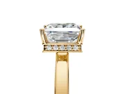 Hidden Halo Engagement Ring Setting for Princess Cut Center with Wide Flat Plain Band and Prong Head in Yellow Gold
