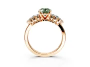 Cluster Engagement Ring Setting for Fancy Green Oval Center with 2-Row Shoulder Clusters and Prong Head in Rose Gold