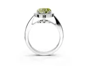 Bezel-Framed Halo Engagement Ring Setting for Fancy Yellow Heart-Shaped Center with Pave Band and Prong Head in White Gold