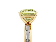 Solitaire Engagement Ring Setting for Fancy Yellow Princess Cut Center with Channel Baguette Band and Prong Head in Yellow Gold
