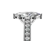 Solitaire Engagement Ring Setting for Marquise Center with Engraved Pave Band and Prong Head in Platinum