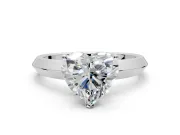 Solitaire Engagement Ring Setting for Heart-Shaped Center with Wide Knife Ridge Band and Prong Head in Sterling Silver