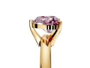 Solitaire Engagement Ring Setting for Fancy Pink Heart-Shaped Center with Wire Band and Prong Head in Yellow Gold