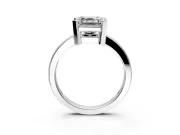 Solitaire Engagement Ring Setting for Asscher Cut Center with Plain Band and Flat Tab Prong Head in White Gold