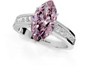 Solitaire Engagement Ring Setting for Fancy Pink Marquise Center with Princess Cut Channel Band and Prong Head in Sterling Silver