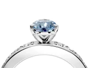 Solitaire Engagement Ring Setting for Fancy Blue Pear-Shaped Center with Channel-Set Accents and Prong Head in White Gold