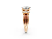 Solitaire Engagement Ring Setting for Oval Center with Grooved Bar Accent Band and Prong Head in Rose Gold