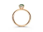 Hidden Halo Engagement Ring Setting for Fancy Green Marquise Center with Thin Rounded Band and Prong Head in Rose Gold