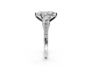 3 Stone Engagement Ring Setting for Marquise Center with Crossover Basket, Pave Band and Prong Head in Sterling Silver