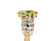 Cluster Engagement Ring Setting for Fancy Yellow Oval Center with 2-Row Shoulder Clusters and Prong Head in Yellow Gold