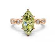 Solitaire Engagement Ring Setting for Fancy Yellow Marquise Center with Milgrain Bezel Accents and Prong Head in Rose Gold