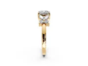 Floral Engagement Ring Setting for Cushion Cut Center with Marquise Cluster Shoulders and Prong Head in Yellow Gold