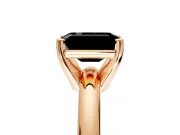 Solitaire Engagement Ring Setting for Fancy Black Emerald Cut Center with Wire Band and Prong Head in Rose Gold