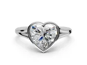 Solitaire Engagement Ring Setting for Heart-Shaped Center with V Split Shank and Bezel Head in Platinum