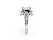 Solitaire Engagement Ring Setting for Asscher Cut Center with Twisted Band and Scroll Prong Head in Sterling Silver