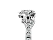 Solitaire Engagement Ring Setting for Heart-Shaped Center with Crossover Accents and Prong Head in White Gold