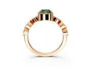 Vintage Station Engagement Ring Setting for Fancy Green Cushion Cut Center with Accents and Prong Head in Rose Gold