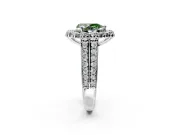 Large Accent Halo Engagement Ring Setting for Fancy Green Pear-Shaped Center with Pave Split Shank and Prong Head in Platinum