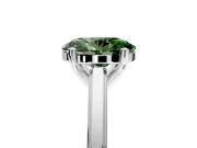 Solitaire Engagement Ring Setting for Fancy Green Oval Center with Flat-Sided Plain Band and Prong Head in Sterling Silver