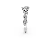 Solitaire Engagement Ring Setting for Heart-Shaped Center with Bar-Station Pave Twist and Prong Head in White Gold