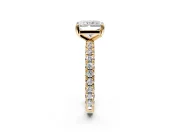 Solitaire Engagement Ring Setting for Radiant Cut Center with Shared-Prong Accents and Prong Head in Yellow Gold