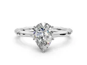 Solitaire Engagement Ring Setting for Pear-Shaped Center with Bamboo Band and Prong Head in Platinum