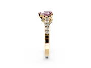 Solitaire Engagement Ring Setting for Fancy Pink Heart-Shaped Center with Crossover Accents and Prong Head in Yellow Gold