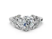 Leaf Cluster Engagement Ring Setting for Heart-Shaped Center with Marquise Accents and Prong Head in Platinum
