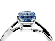 Solitaire Engagement Ring Setting for Fancy Blue Radiant Cut Center with Plain Bypass Twist Band and Prong Head in Sterling Silver