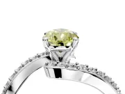 Solitaire Engagement Ring Setting for Fancy Yellow Pear-Shaped Center with Pave Bypass Swirl Band and Prong Head in White Gold