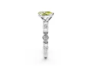Solitaire Engagement Ring Setting for Fancy Yellow Pear-Shaped Center with Beaded Bezel Station Band and Prong Head in White Gold
