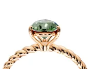 Solitaire Engagement Ring Setting for Fancy Green Pear-Shaped Center with Plain Twisted Rope Band and Prong Head in Rose Gold