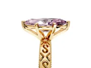 Solitaire Engagement Ring Setting for Fancy Pink Marquise Center with Scrollwork Band and Prong Head in Yellow Gold