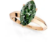 Solitaire Engagement Ring Setting for Fancy Green Marquise Center with Wide Knife Ridge Band and Prong Head in Rose Gold