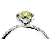 Solitaire Engagement Ring Setting for Fancy Yellow Pear-Shaped Center with Micro Pave Band and Prong Head in White Gold