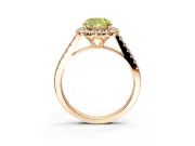 Halo Engagement Ring Setting for Fancy Yellow Cushion Cut Center with Raised Halo, Pave Band and Prong Head in Rose Gold