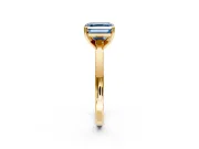 Solitaire Engagement Ring Setting for Fancy Blue Asscher Cut Center with Basket Rail and Prong Head in Yellow Gold