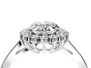 Starburst Halo Engagement Ring Setting for Oval Center with Flat Cathedral Band and Prong Head in White Gold