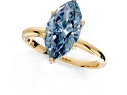 Hidden Halo Engagement Ring Setting for Fancy Blue Marquise Center with Thin Round-Wire Band and Prong Head in Yellow Gold