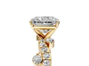 Solitaire Engagement Ring Setting for Radiant Cut Center with Bar-Station Pave Twist and Prong Head in Yellow Gold