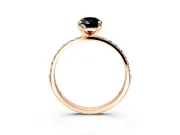 Solitaire Engagement Ring Setting for Fancy Black Pear-Shaped Center with Pave Accents and Prong Head in Rose Gold