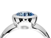 Solitaire Engagement Ring Setting for Fancy Blue Round Cut Center with Wide Band and Bezel Head in Platinum